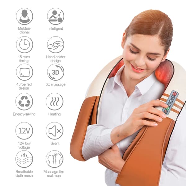 Shiatsu selkä niska hartia hieronta shaali, infrapuna lämmitetty, kipulievitys,P2-Z-6, EU-pistoke