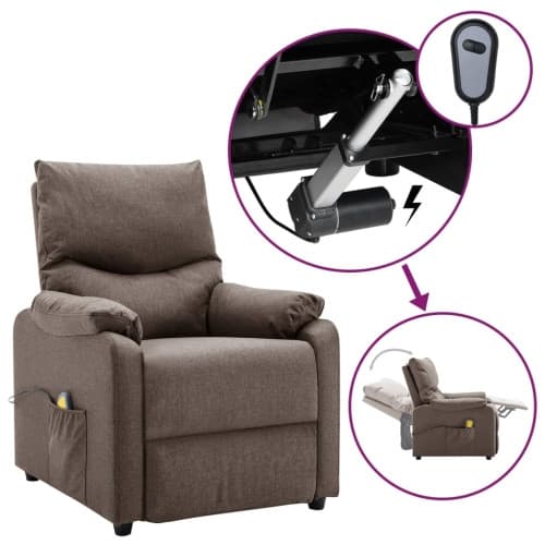 Elektrisk massagefåtölj taupe tyg