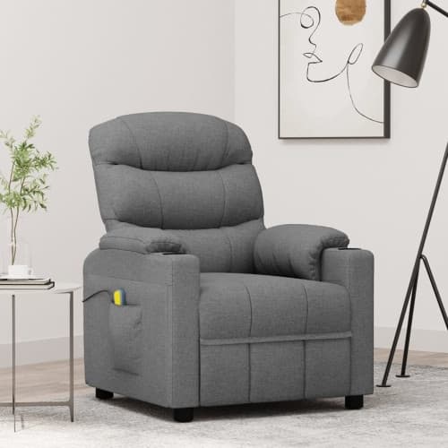 Massagefåtölj ljusgrå tyg