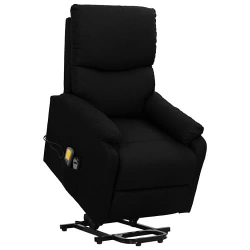 massagefåtölj med uppresningshjälp svart tyg