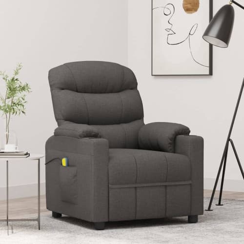 Massagefåtölj mörkgrå tyg