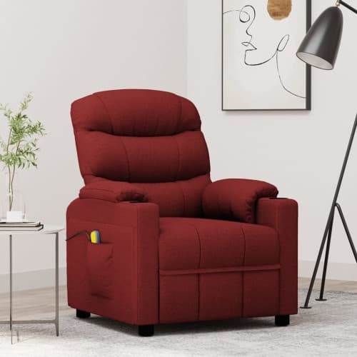 Massagefåtölj vinröd tyg