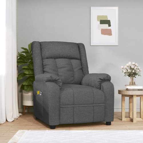 Elektrisk massagefåtölj mörkgrå tyg