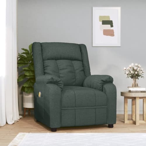 Massagefåtölj mörkgrön tyg