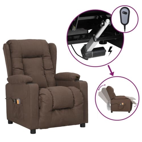 Elektrisk massagefåtölj taupe tyg