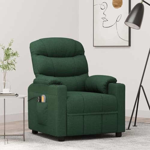 Massagefåtölj mörkgrön tyg