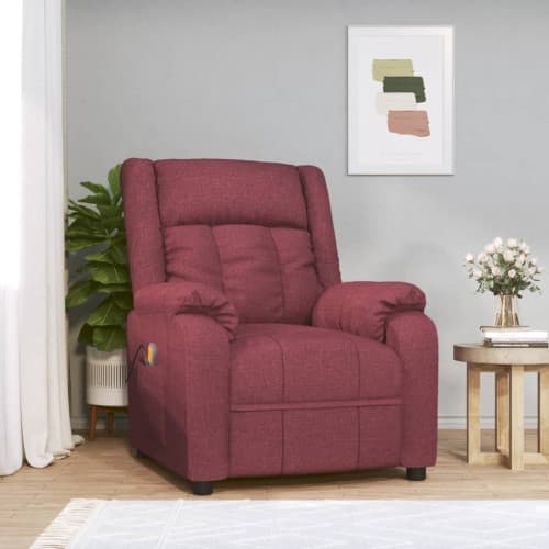 Massagefåtölj vinröd tyg