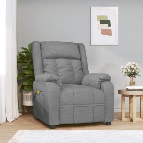 Elektrisk massagefåtölj ljusgrå tyg