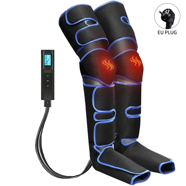 Elektrisk benmassager, värmefunktion, 6 lägen, 3 intensiteter,svart, EU-plugg