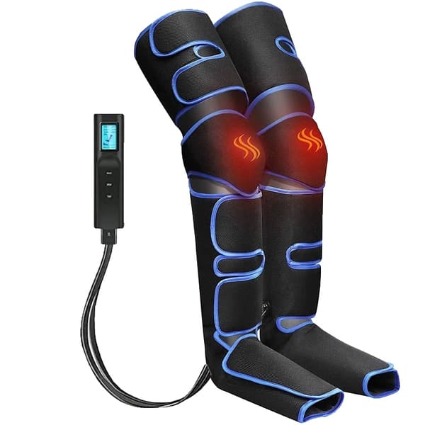 Elektrisk benmassager, värmefunktion, 6 lägen, 3 intensiteter,svart, EU-plugg