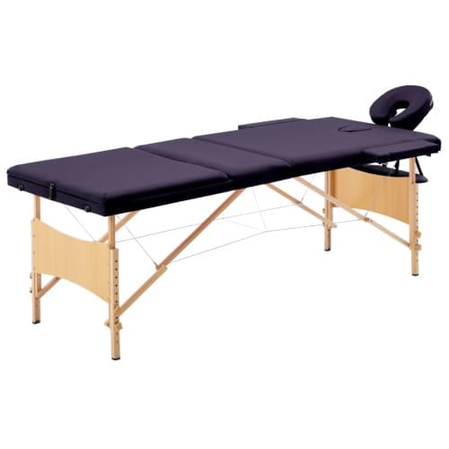 Hopfällbar massagebänk 3 sektioner trä lila