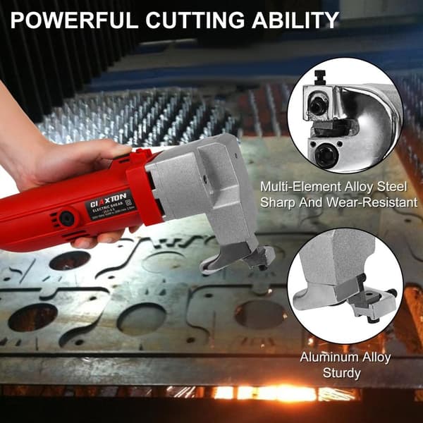 500W 2000RPM 2,5 mm elektrisk plåtsax, utmärkt skärförmåga, ergonomiskt handtag, utbytbar kolborstedesign, lätt att använda, bred applikation