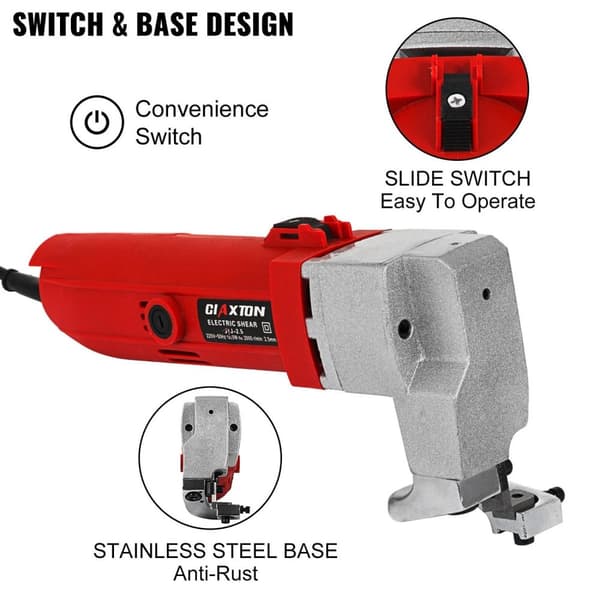 500W 2000RPM 2,5 mm elektrisk plåtsax, utmärkt skärförmåga, ergonomiskt handtag, utbytbar kolborstedesign, lätt att använda, bred applikation
