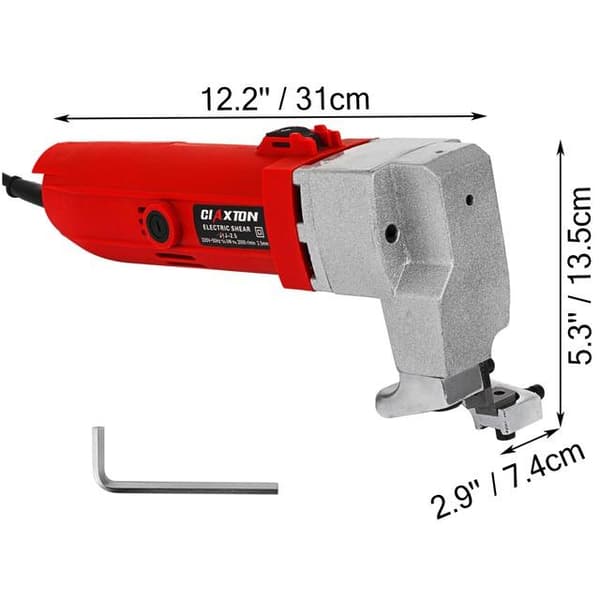 500W 2000RPM 2,5 mm elektrisk plåtsax, utmärkt skärförmåga, ergonomiskt handtag, utbytbar kolborstedesign, lätt att använda, bred applikation