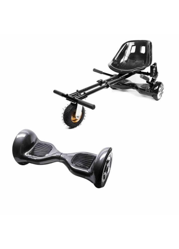 Paket Hoverboard OffRoad Carbon 10 tums+HoverKart suspension, Smart Balance™ Premium Brand, Bluetooth, Samsung-batteri, 700W ström, lysdioder