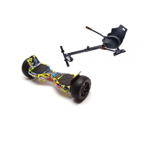 Pakke Hoverboard Go-Kart, Smart Balance Hummer HipHop, 8.5 tommer, Dual Motors 36V, 700Wat, Bluetooth-hojttalere,  LED-lys, Premium Hoverkart inklude