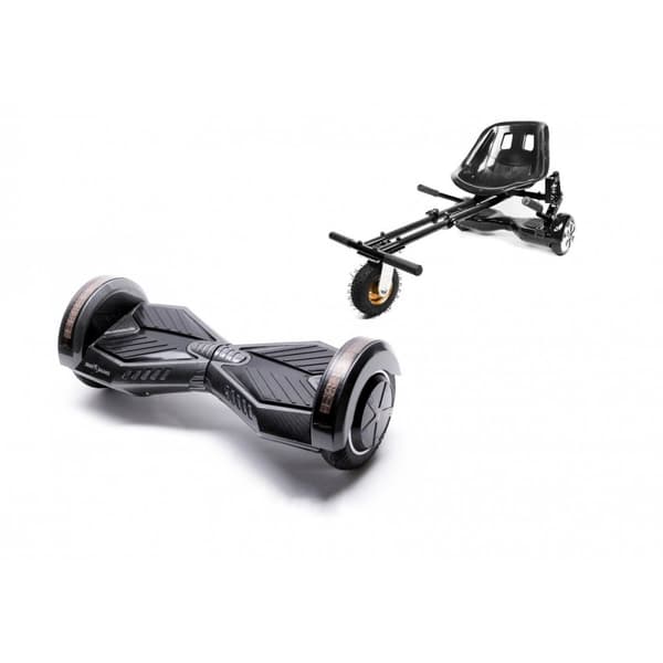 Pakke Hoverboard Go-Kart, Smart Balance Transformers Carbon, 8 tommer, Dual Motors 36V, 700Wat, Bluetooth-hojttalere,  LED-lys, Premium Active Suspen