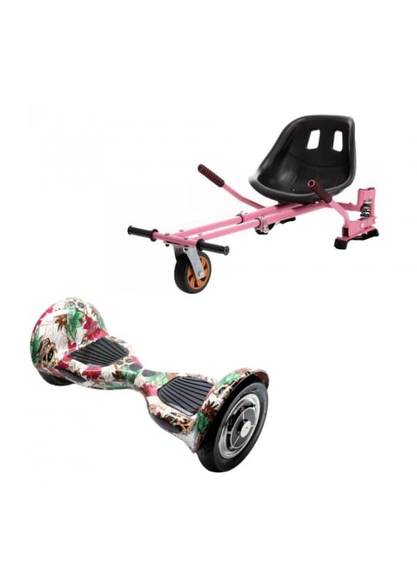 Pakke Hoverboard OffRoad SkullColor 10 tommer + HoverKart Suspension Pink, Smart Balance™ Premium Brand, 700 W Power, Autobalans