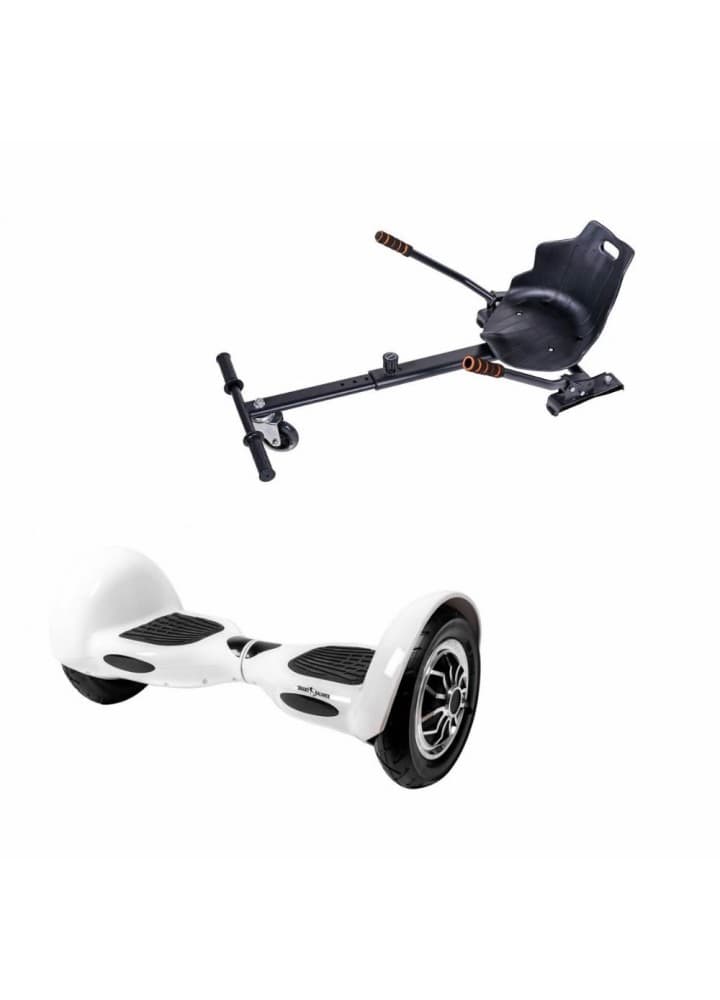 Package Smart Balance™ Hoverboard 10 inch, OffRoad White + Hoverseat, Battery 4 Ah, Bluetooth, Bag, Leds