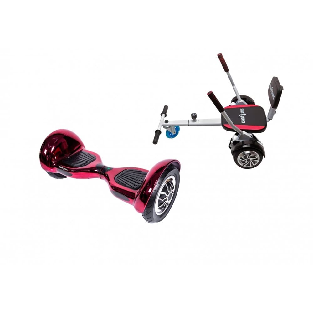 Package Smart Balance™ Hoverboard 10 inch, OffRoad ElectroPink + Hoverseat with Sponge, Battery 4 Ah, Bluetooth, Bag, Leds