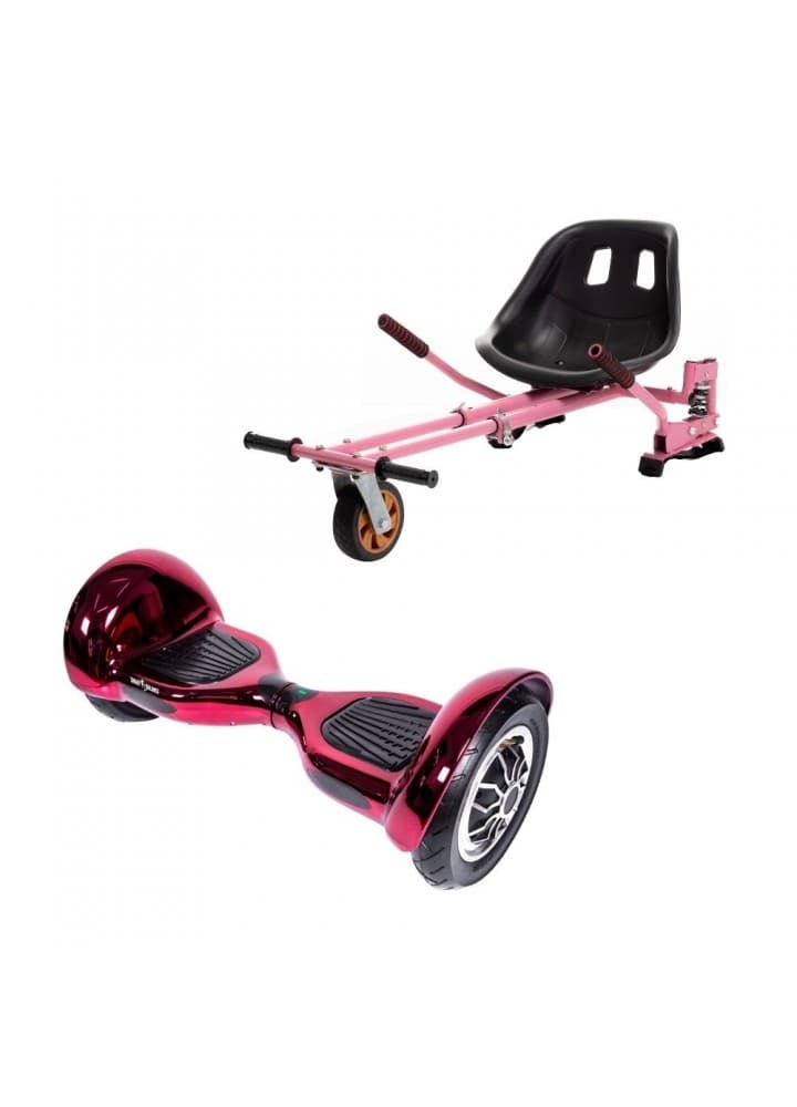 Package Smart Balance™ Hoverboard 10 inch, OffRoad ElectroPink + Hoverseat with Suspensions Pink, Battery 4 Ah, Bluetooth, Bag, Leds