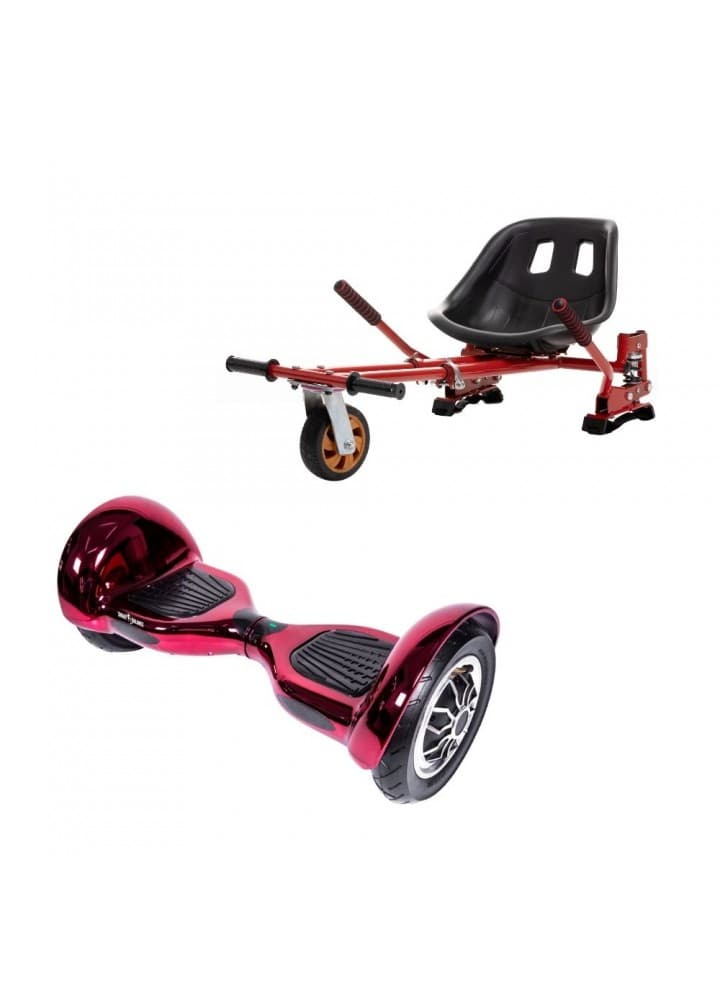Package Smart Balance™ Hoverboard 10 inch, OffRoad ElectroPink + Hoverseat with Suspensions Red, Battery 4 Ah, Bluetooth, Bag, Leds