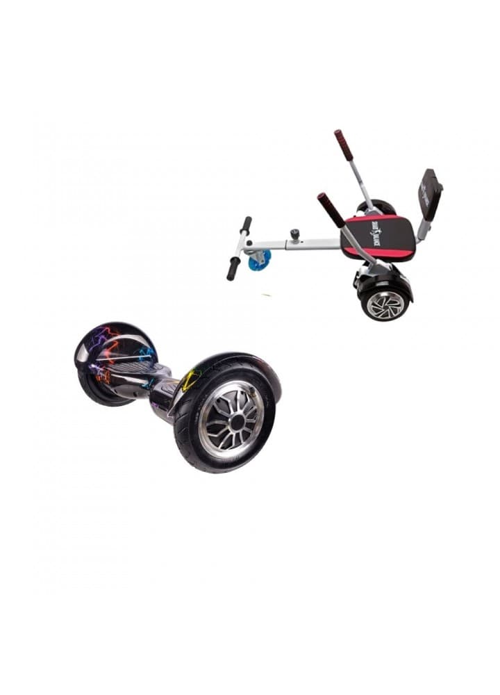Package Smart Balance™ Hoverboard 10 inch, OffRoad Thunderstorm 7 + Hoverseat with Sponge, Battery 4 Ah, Bluetooth, Bag, Leds