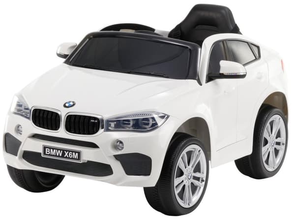 BMW X6 M elbil till barn 12v, Vit m/2.4G Remote + Gummihjul