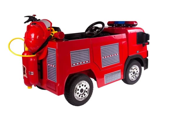 Brandbil Elbil till Barn 12V m/2.4G, Gummidäck, hjälm, vattenpistol, etc.