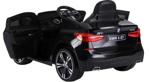 BMW 6 GT elbil till barn 12v Svart m. Gummihjul, 2.4G Remote, 12V7AH