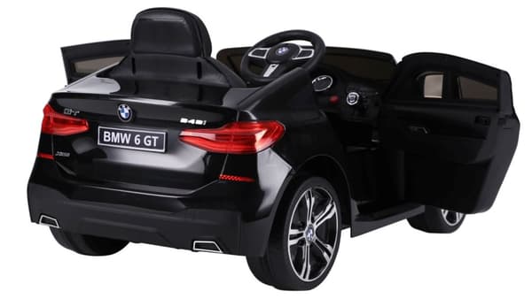BMW 6 GT elbil till barn 12v Svart m. Gummihjul, 2.4G Remote, 12V7AH