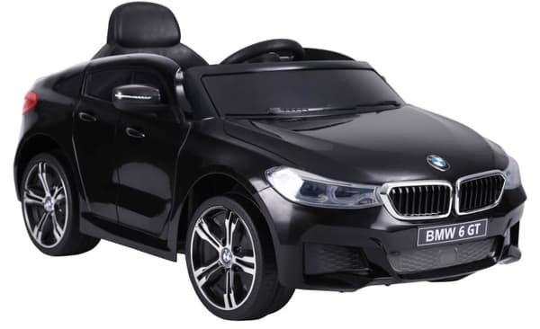 BMW 6 GT elbil till barn 12v Svart m. Gummihjul, 2.4G Remote, 12V7AH