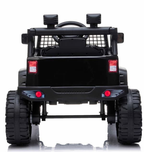 EL Black SUV till barn 12V m. 2.4G + Gummidäck + Lädersäte