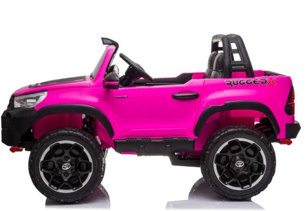 Toyota Hilux 24v elbil m/2x24V 240W motor + lädersäte + gummihjul, rosa