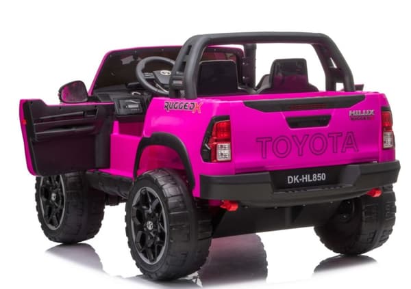 Toyota Hilux 24v elbil m/2x24V 240W motor + lädersäte + gummihjul, rosa