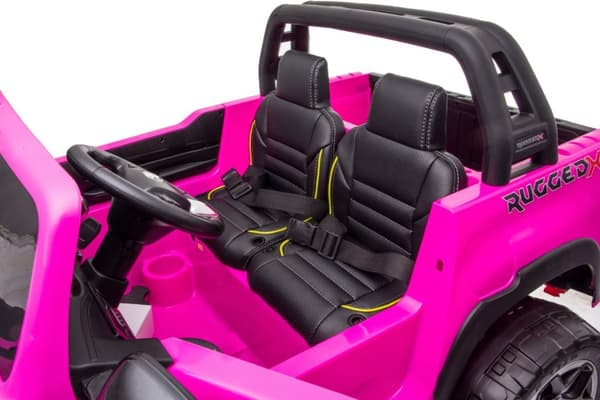 Toyota Hilux 24v elbil m/2x24V 240W motor + lädersäte + gummihjul, rosa