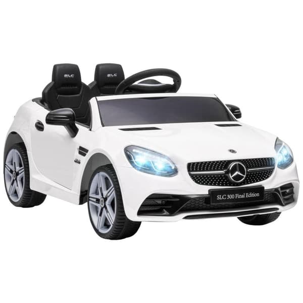 Rootz Elbil - Elbil til børn med LED-forlygter - Sikkerhedssele - Horn - Musik - 3 til 5 km/t - Hvid - 107 x 62,5 x 44 cm