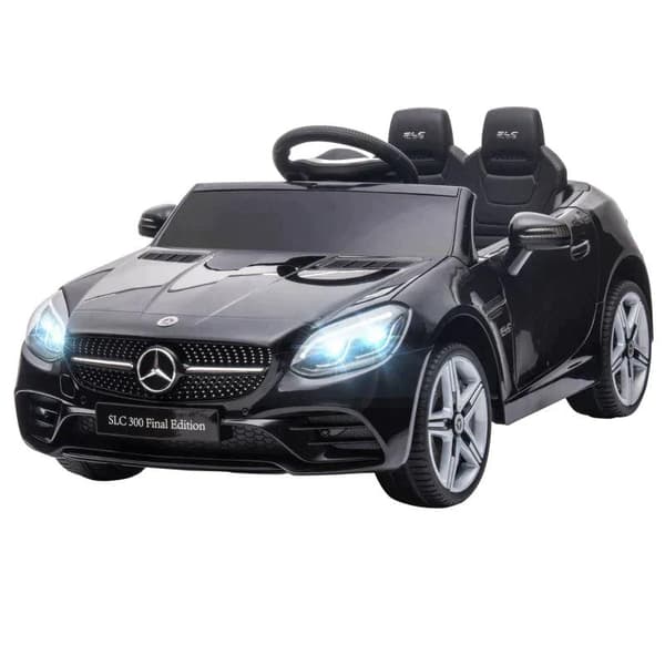 Rootz Elbil - Elbil til børn med LED-forlygter - Sikkerhedssele - Horn - Musik - 3-5 km/t - Sort - 107 x 62,5 x 44cm