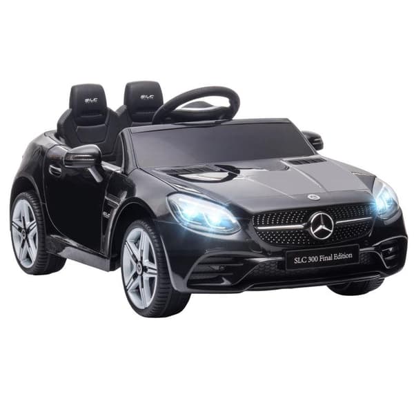 Rootz Elbil - Elbil til børn med LED-forlygter - Sikkerhedssele - Horn - Musik - 3-5 km/t - Sort - 107 x 62,5 x 44cm