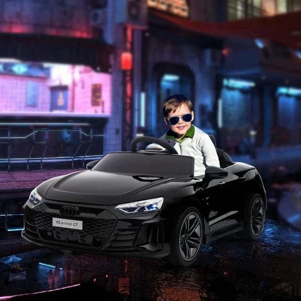 Rootz børnekøretøj - Børnebil - Elbil - Audi-licenseret - Med sikkerhedssele - Fjernbetjening - PP/metal - Sort - 103 x 58 x 41 cm