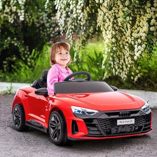 Rootz børnekøretøj - Børnebil - Elbil - Audi Licenseret - Med sikkerhedssele - Fjernbetjening - PP/Metal - Rød/Sort - 103 x 58 x 41 cm