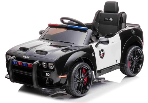 Dodge Challenger SRT POLIS elbil till barn 12v m/Gummidäck, Remote
