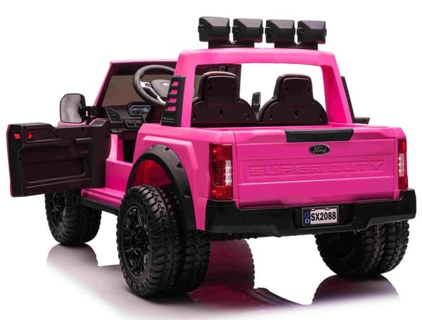Ford Super Duty Truck m/24V14AH + 4xMotor + Gummihjul + Mjukt skumsäte Rosa