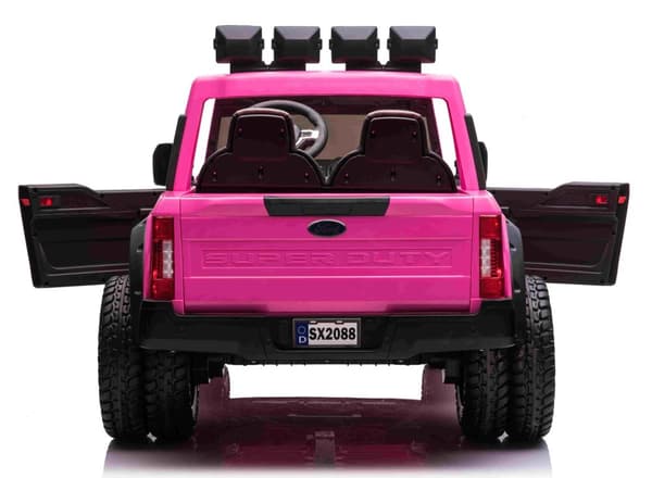 Ford Super Duty Truck m/24V14AH + 4xMotor + Gummihjul + Mjukt skumsäte Rosa