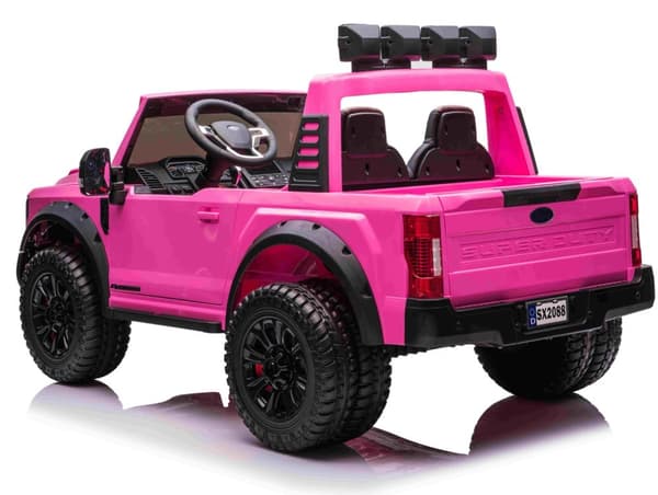 Ford Super Duty Truck m/24V14AH + 4xMotor + Gummihjul + Mjukt skumsäte Rosa