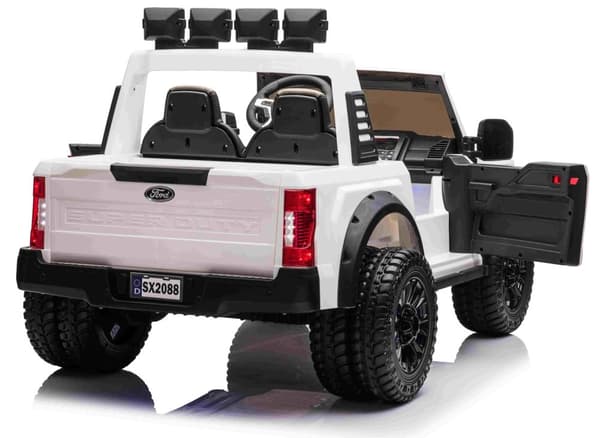 Ford Super Duty Truck m/24V14AH + 4xMotor + Gummihjul + Mjukt skumsäte Vit