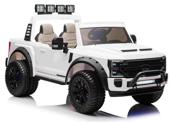 Ford Super Duty Truck m/24V14AH + 4xMotor + Gummihjul + Mjukt skumsäte Vit