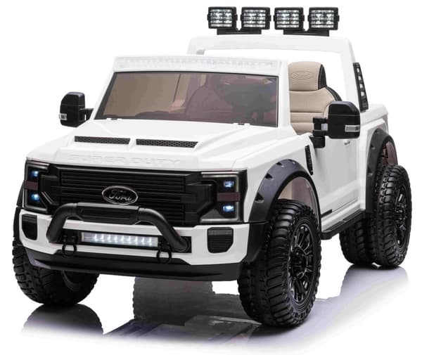 Ford Super Duty Truck m/24V14AH + 4xMotor + Gummihjul + Mjukt skumsäte Vit