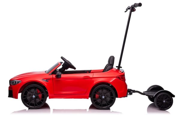 Battery-operated car BMW M5 with platform for parent, red, lacquered