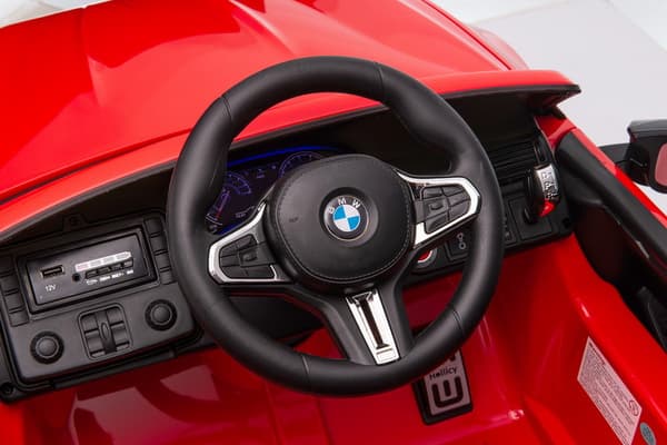 Battery-operated car BMW M5 with platform for parent, red, lacquered